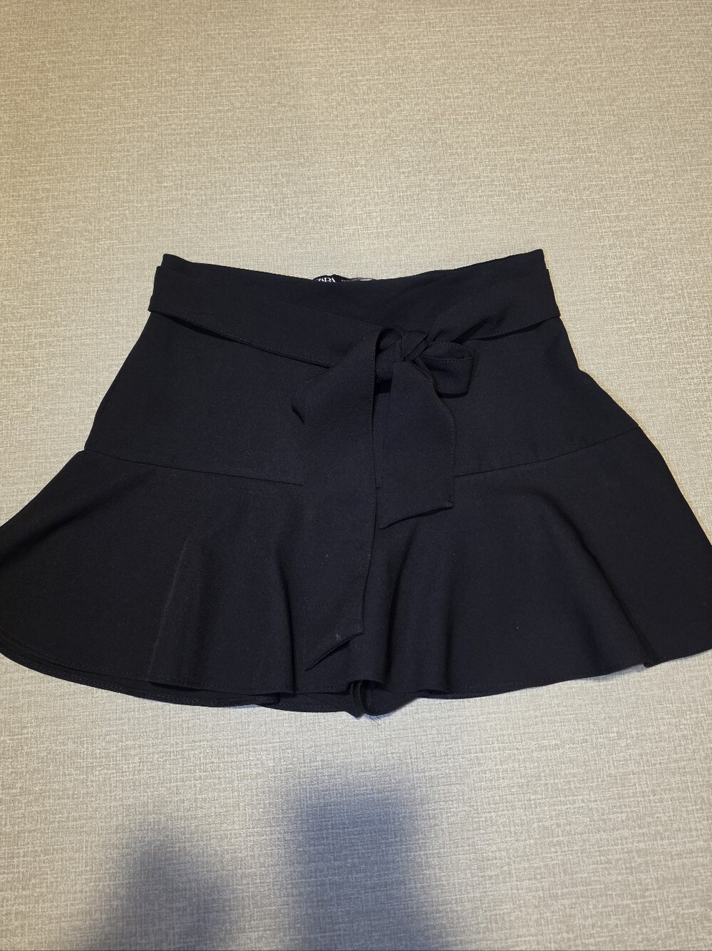 Zara Black High-Waist Tie-Front Flared Skort